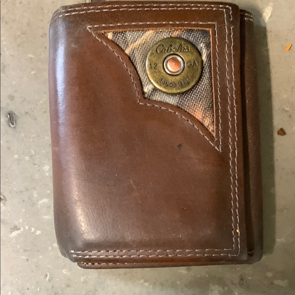 Cabela's Brown Leather wallet with Brass Detail